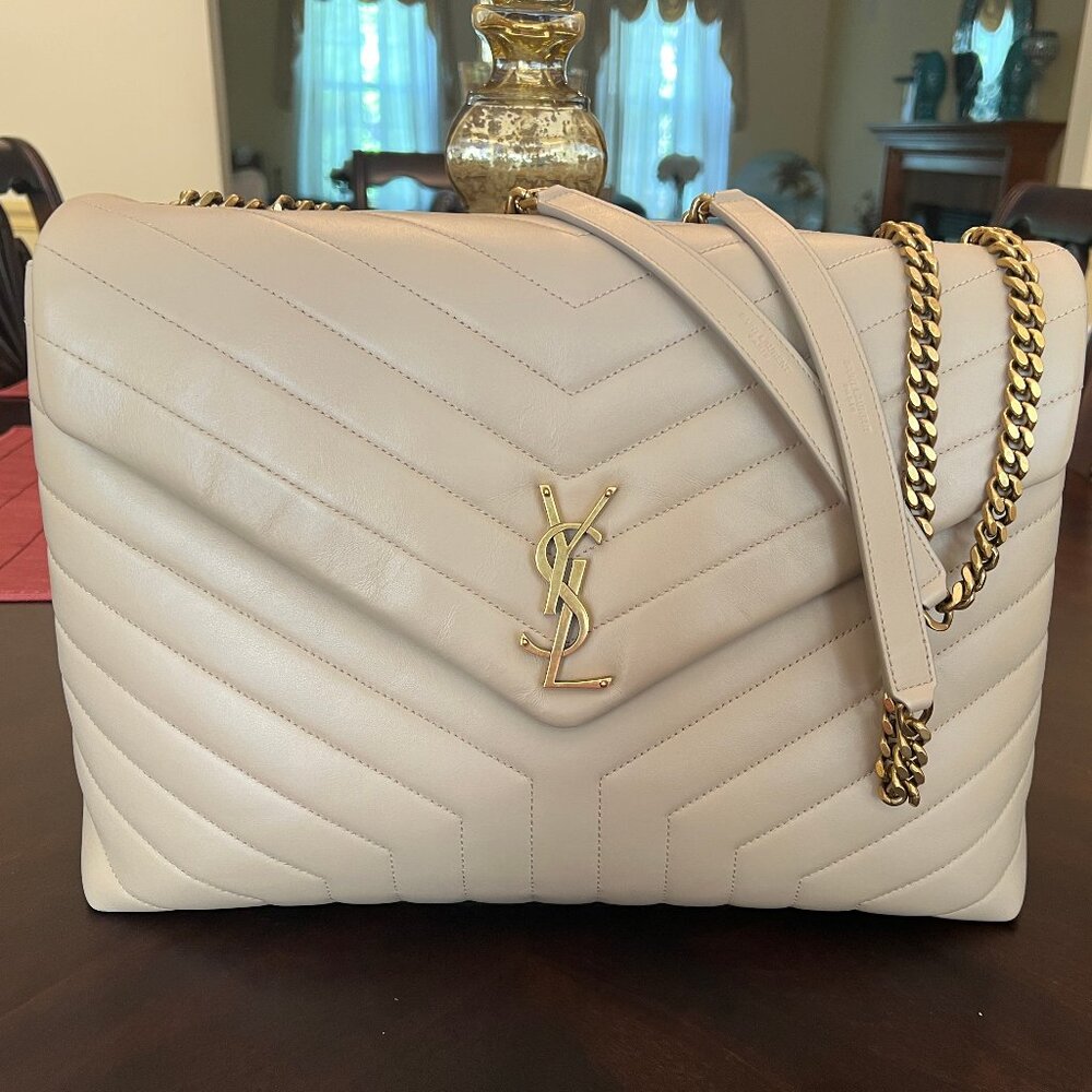 SAINT LAURENT LOULOU | LARGE BEIGE BAG | DISCONTINUED